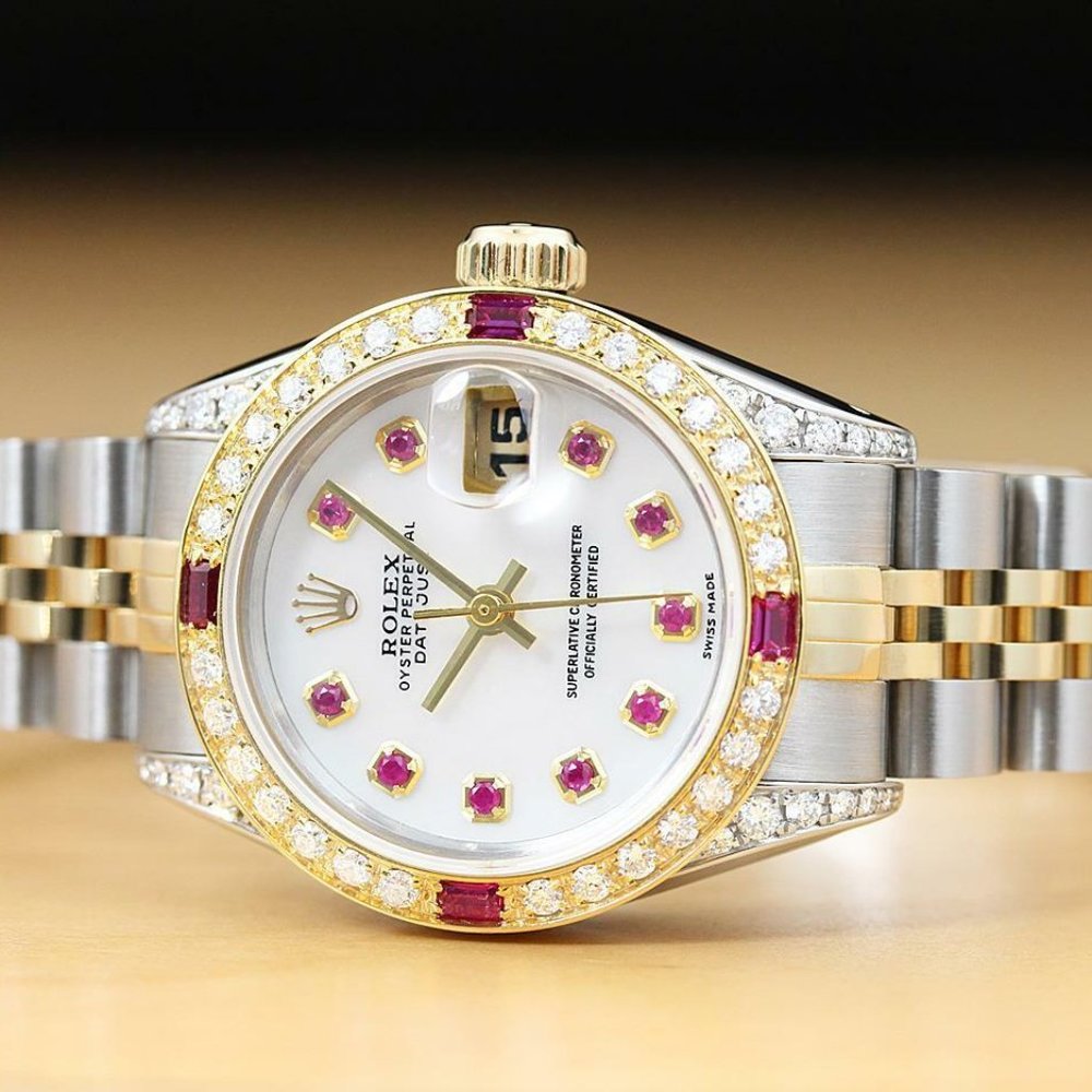 Sale! Rolex 18k Two-Tone Gold w/ Ruby + Diamond Bezel